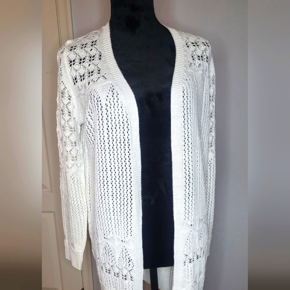 White Open-Front Cardigan Sweater. Size S. NWOT - Picture 1 of 6